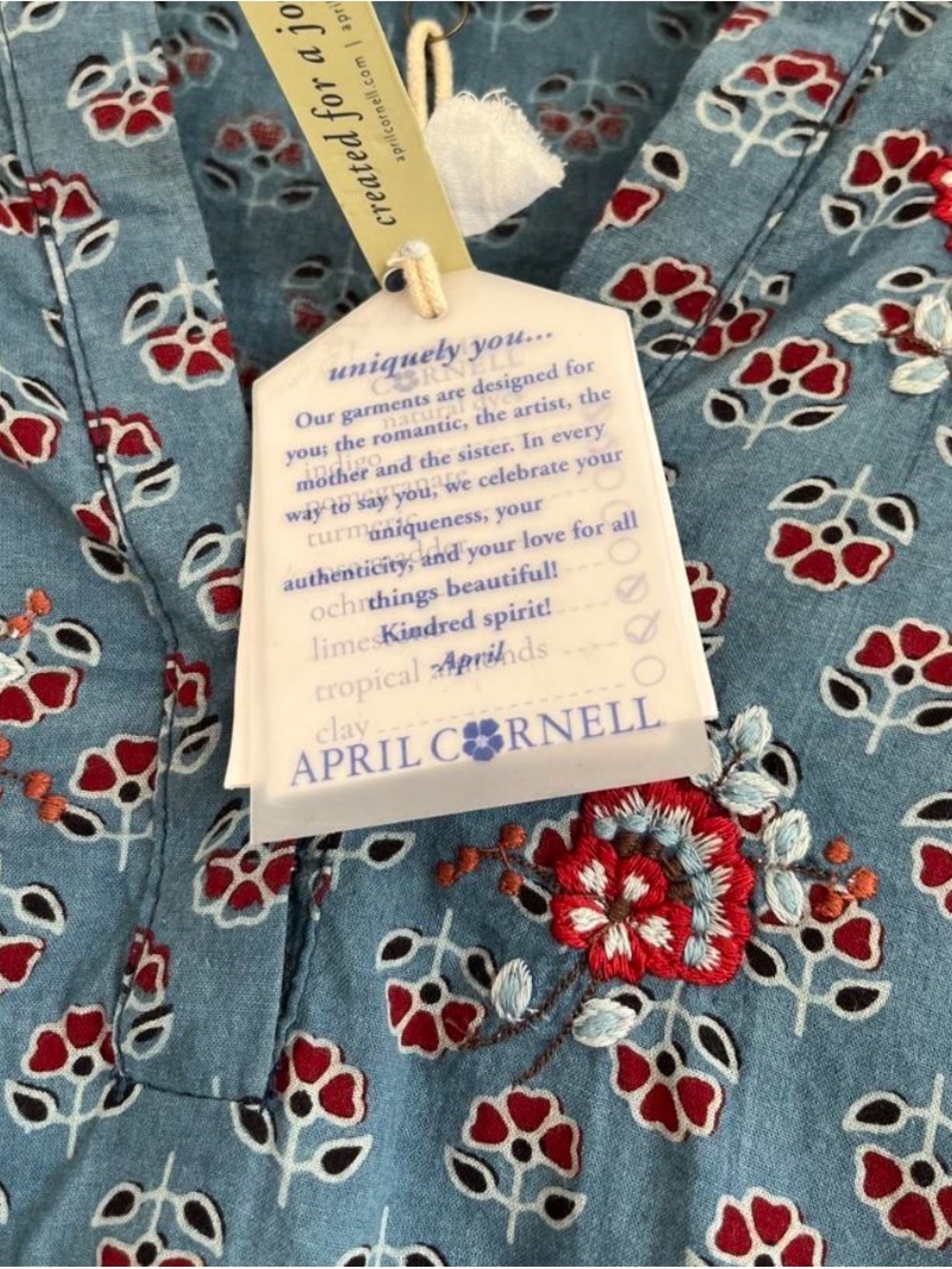 April Cornell Ancient Palace Tunic Dress Sunwashed Indigo - Picture 4 of 5